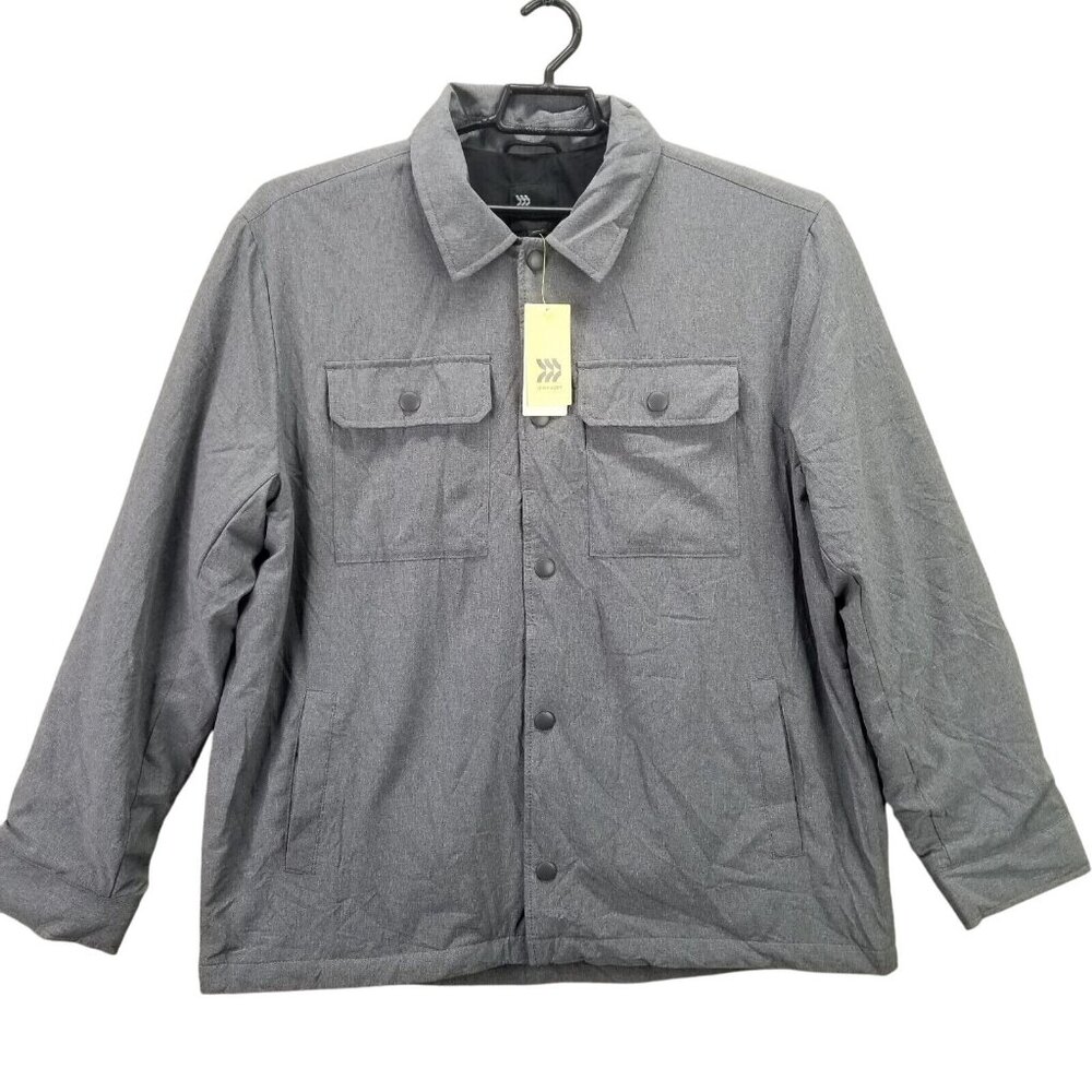 Mens All In Motion Gray Insulated Shirt Jacket Button Up Water Resistant Size XL